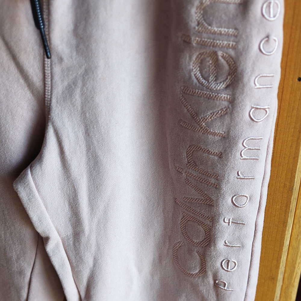 Calvin Klein Performance French Terry Joggers, Pale Pink, Size (S) DRAWSTRING - Picture 3 of 7